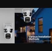 QASUL IP Kamera 6K HD Üç Ekranlı Harici WiFi Kamera Dış Mekan 4K Çift Lens Otomatik Takip - 8