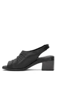 Venüs 2311513 Kadın Hakiki Deri Büzgülü Kalın Topuk Comfort Sandalet - 3