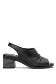 Venüs 2311513 Kadın Hakiki Deri Büzgülü Kalın Topuk Comfort Sandalet - 1