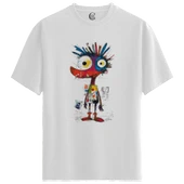 Crazy Art - %100 Pamuklu Kadın Beyaz Tişört - Premium Quality - 1