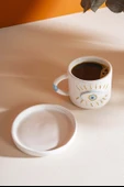 Göz Desenli Amore El Yapımı Seramik Double Kahve Fincanı Mug Kupa - 4