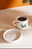Rivaİstanbul Kelebek Amore El Yapımı Seramik Double Kahve Fincanı Mug Kupa thumbnail 5