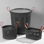 Porsima 4314 Antrasit 3'lü Sepet Seti – Banyo Mutfak Organizeri, Tezgah Üstü ve Kirli Çamaşır Sepeti thumbnail 7