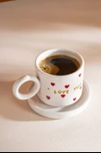 I Love You Amore El Yapımı Seramik Double Kahve Fincanı Mug Kupa - 4