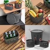 Porsima 4314 Antrasit 3'lü Sepet Seti – Banyo Mutfak Organizeri, Tezgah Üstü ve Kirli Çamaşır Sepeti thumbnail 1