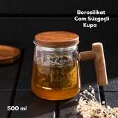 Perotti 17564 Herby Borosilikat Cam Süzgeçli Kupa Bitki Çayı Demliği 500Ml thumbnail 1