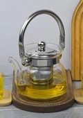 Cam Bitki Demliği - Borosilikat Cam Çaydanlık - 600 ML - 1