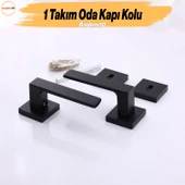 Paytak Oda Siyah Kapı Kolu Kare Rozetli Sağa Sola Uygun İç Dış Ev Oda Kapısı Kilitlenebilir 1 Takım thumbnail 3