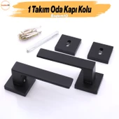 Paytak Oda Siyah Kapı Kolu Kare Rozetli Sağa Sola Uygun İç Dış Ev Oda Kapısı Kilitlenebilir 1 Takım thumbnail 7