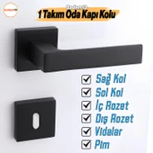 Paytak Oda Siyah Kapı Kolu Kare Rozetli Sağa Sola Uygun İç Dış Ev Oda Kapısı Kilitlenebilir 1 Takım thumbnail 1