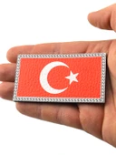 Türkiye Bayrak Dikdörtgen - Cırt - Patch - Peç - Arma - 8.5 x 4.5 cm - 4