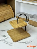 Bambu Luxe 2 Katlı Stant, Sunum Standı , Çift Katlı Sunumluk, Dekoratif Stant, Sunum Seti - 1