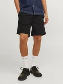 JACK JONES Beli Lastikli Keten Siyah Renk Şort 12248629 - 1