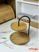 Bambu Luxe 2 Katlı Stant, Sunum Standı , Çift Katlı Sunumluk, Dekoratif Stant, Sunum Seti - 1