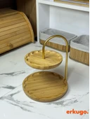 Bambu Luxe 2 Katlı Stant, Sunum Standı , Çift Katlı Sunumluk, Dekoratif Stant, Sunum Seti - 1
