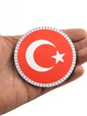 Türkiye Bayrak Yuvarlak - Cırt - Patch - Peç - Arma - 8 cm - 3