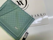 Vakko Monogram Desenli İpek Şal Mint - 1