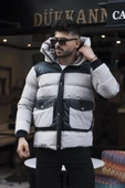 Erkek Beyaz Kapüşonlu Kışlık Mont & Kaban -FN20580 - 1