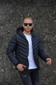 Erkek Siyah Su Geçirmez Ve Rüzgara Dayanıklı Şişme Mont - 6