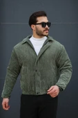 Oversize Vintage Erkek Haki Kadife Ceket - 1