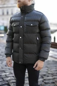 Erkek Haki Dik Yaka Şişme Mont -FN80960 - 5