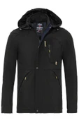 Su ve Rüzgar Geçirmez Kürklü Siyah Softshell Erkek Ceket - 1