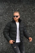 Yeni Sezon Siyah Kürklü Erkek Deri Mont - 1