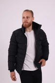 Erkek Dik Yaka Siyah Kışlık Mont & Kaban & Parka -FN20020 - 2