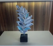 polyester,yaprak desenli aynalı kaideli BEYAZ RENK biblo thumbnail 2