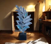 polyester,yaprak desenli aynalı kaideli BEYAZ RENK biblo thumbnail 1