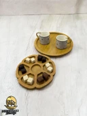 2'li Ahşap Papatya Model Dekoratif Sunumluk Tepsi Seti (27x27) - 1