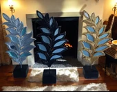 polyester,yaprak desenli aynalı kaideli BEYAZ RENK biblo thumbnail 4