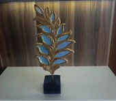 yaprak desenli aynalı kaideli sarı renk biblo thumbnail 2