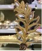 yaprak desenli aynalı kaideli sarı renk biblo thumbnail 7