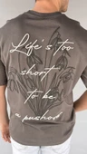 Life Baskılı Koyu Gri Erkek T-shirt - 2