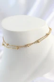 MuI MuI 316L Çelik Gold Renk 2'Li Topçuk Zincir Model Kadın Halhal - 1
