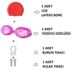 4lü Set Yetişkin Havuz Deniz Yüzücü Gözlüğü Boneli Tıkaçlı UV Korumalı Yüzme Seti - 2