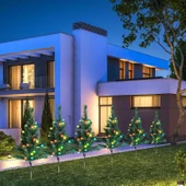 2 Adet Solar Güneş Enerjili RGB Işığı Dekoratif Çam Ağacı Bahçe Peyzaj Aydınlatma Süsü Led Işık - 3