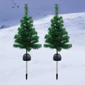 2 Adet Solar Güneş Enerjili Gün Işığı Dekoratif Çam Ağacı Bahçe Peyzaj Aydınlatma Süsü Led Işık - 4