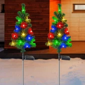 2 Adet Solar Güneş Enerjili RGB Işığı Dekoratif Çam Ağacı Bahçe Peyzaj Aydınlatma Süsü Led Işık - 6