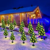 2 Adet Solar Güneş Enerjili Gün Işığı Dekoratif Çam Ağacı Bahçe Peyzaj Aydınlatma Süsü Led Işık - 3