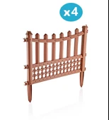 Omnipazar SY-5998 Elite Plastik Dekoratif Bahçe Çiti 4'lü Set 60x55 cm Kahverengi - 1