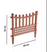 Omnipazar SY-5998 Elite Plastik Dekoratif Bahçe Çiti 4'lü Set 60x55 cm Kahverengi - 2