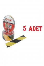 50 Mm * 15 M Kaydırmaz Bant Starline Sarı-Siyah X 5 Adet - 1
