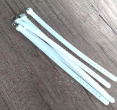 Bileklik 5 li Silikon Beyaz 08 mm Ayarlanabilir Charm Takılabilen Bileklik thumbnail 1