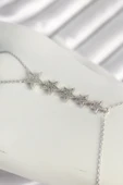Pirinç Gümüş Renk Zirkon Taşlı Yıldız Model Kadın Şahmeran - 2