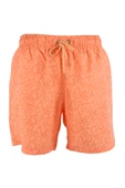 Erkek Deniz Şortu Cepli Pamuklu Polyester Su Yitici Tahriş Etmeyen Astar Desenli Turuncu BS-233 - 1