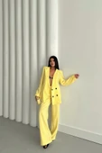 MODAL 4 DÜĞME ASTARSIZ CEKET - PANTOLON TAKIM - Sarı - 4