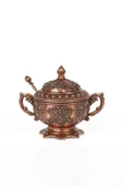 DMT COPPER HOME Gaziantep Bakır Zamak Şekerlik Kase yükseklik 11 cm Genişlik 13 cm&(KAŞIK DAHİL) - 2