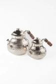 JUMBO BOY Gaziantep Bakır Çaydanlık Takımı  EL YILDIZ İŞLEME BATTAL BÜYÜK BOY (üst:1,3 ml alt :3,20 ml) - 1